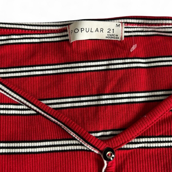 Chic Striped Red Mini Dress - Picture 2 of 3